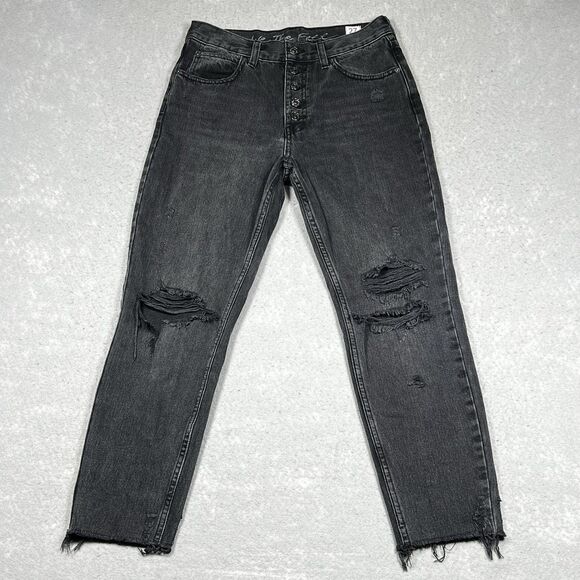 Free People We The Free Jeans Womens 27 BlackHigh-Rise Skinny Distressed Raw Hem - Picture 1 of 10